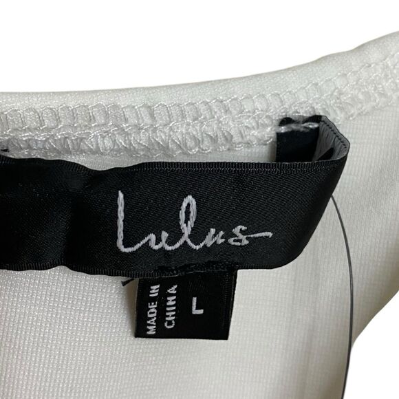 Lulus Gorgeous Expertise Mini Dress Womens L White Ruffled Long Sleeve Sheer NWT - Picture 3 of 8